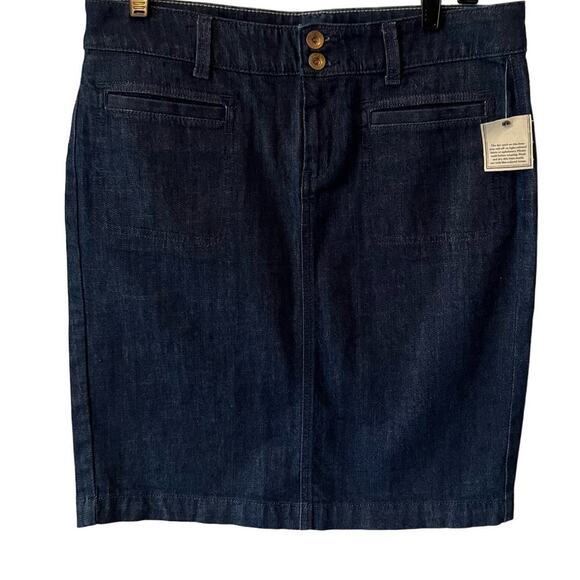 Banana Republic Two Button/Zip Closure Dark Wash Jean Mini Skirt Sz 29R - Picture 1 of 9